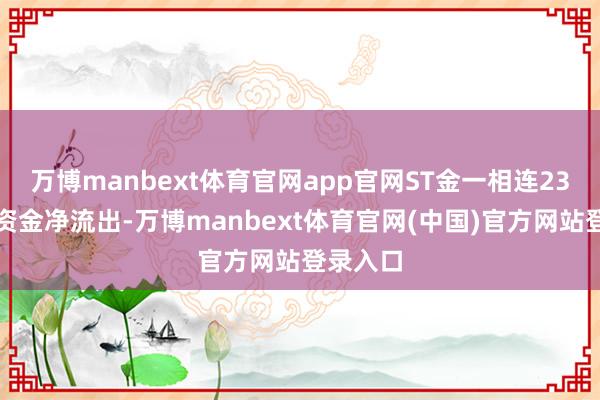 万博manbext体育官网app官网ST金一相连23日主力资金净流出-万博manbext体育官网(中国)官方网站登录入口