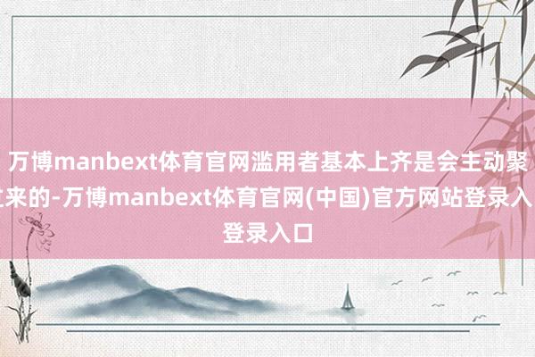 万博manbext体育官网滥用者基本上齐是会主动聚过来的-万博manbext体育官网(中国)官方网站登录入口